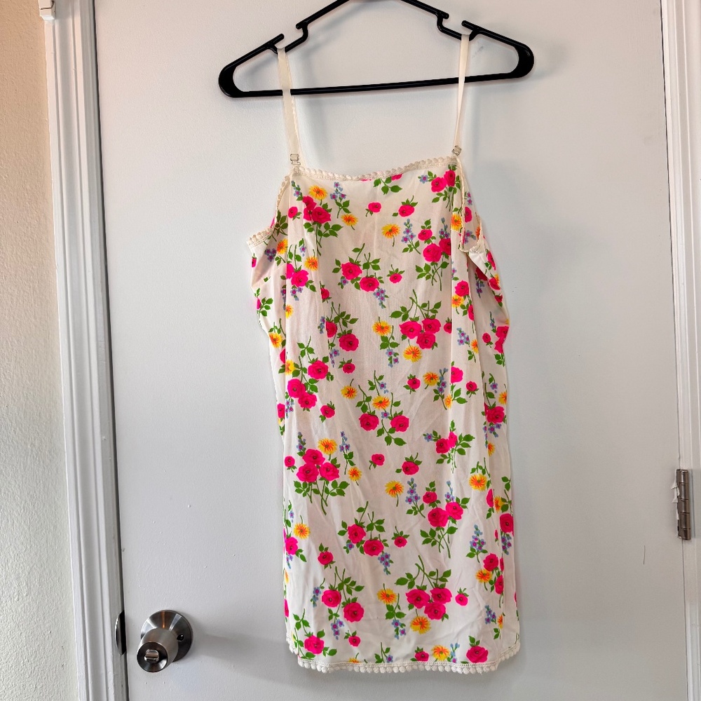 VTG Komar Floral Slip Lingerie‎ Intimate Camisole Sz 36 100% Nylon Bright Colors
